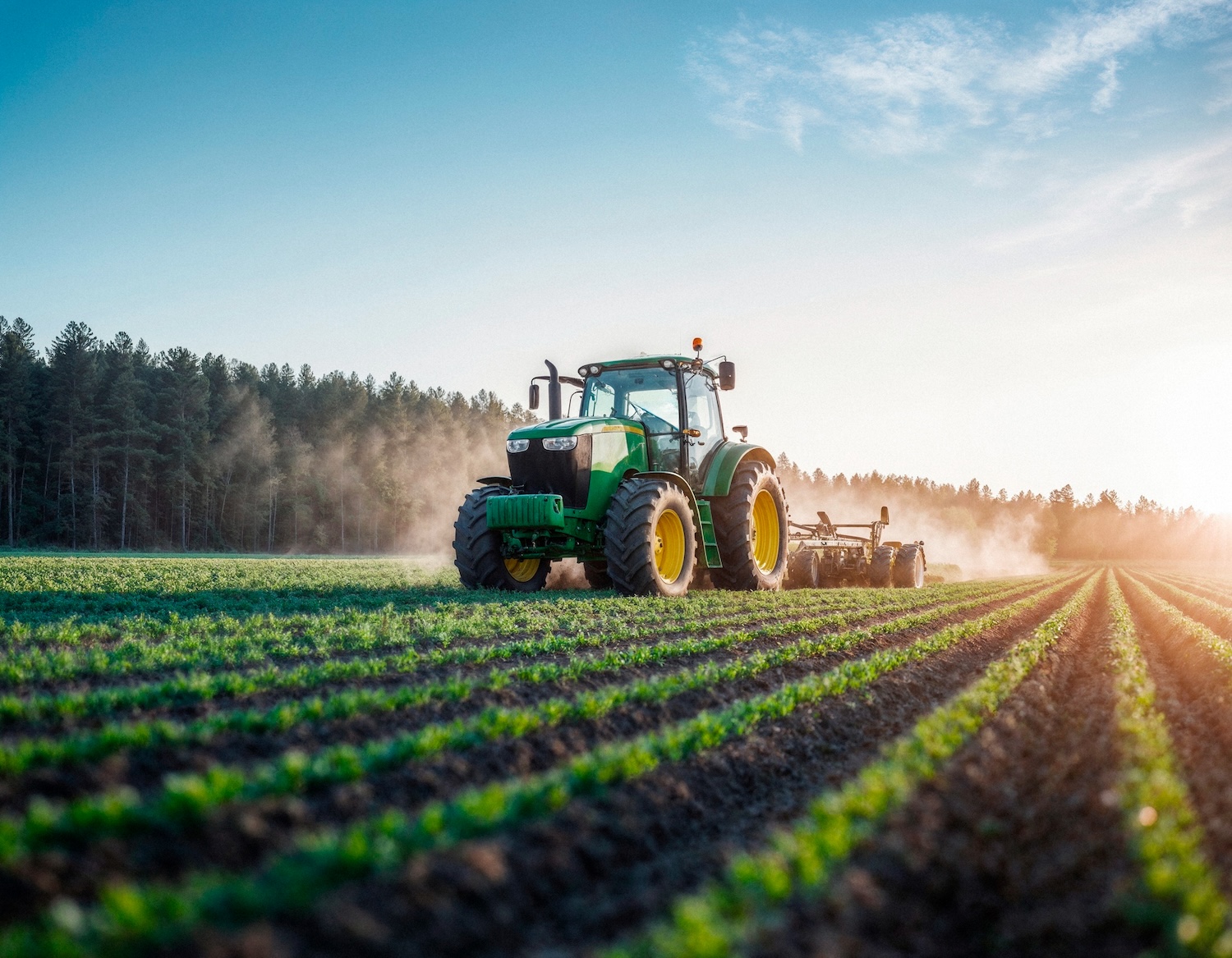 Tractor en campo productivo