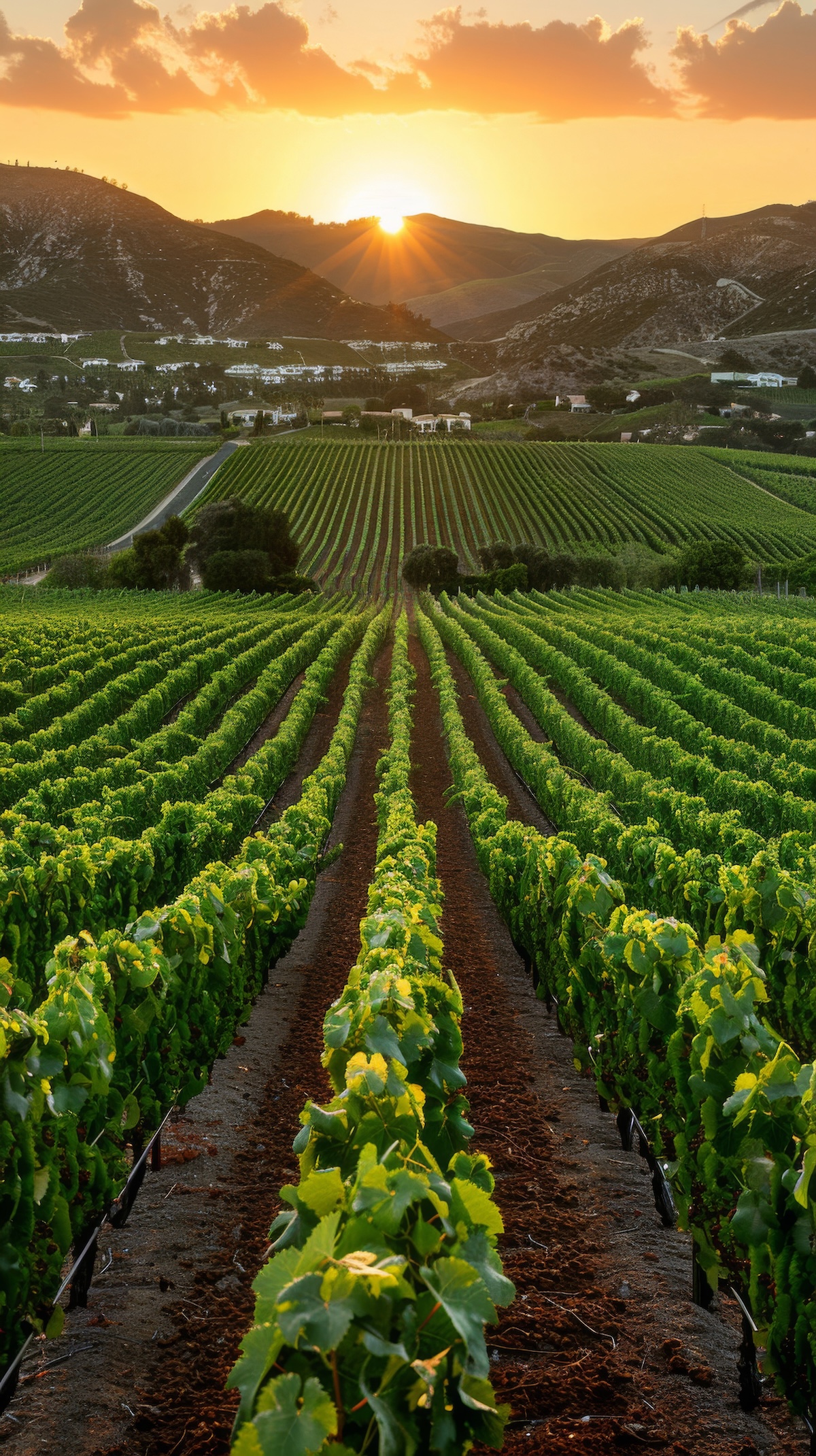Viñedos y cultivos en paisaje agrícola
